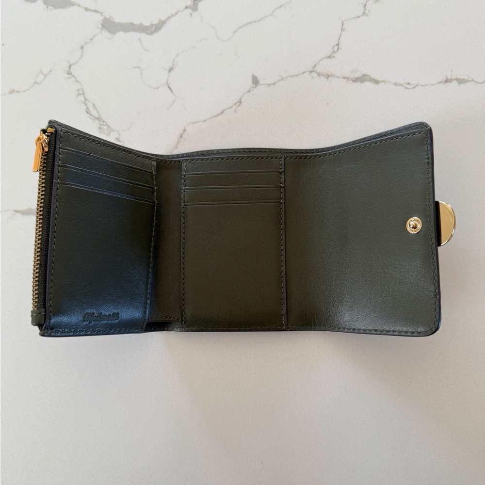 Madewell Sculpted Metal Trifold Wallet (Olive) - Picture 2 of 6